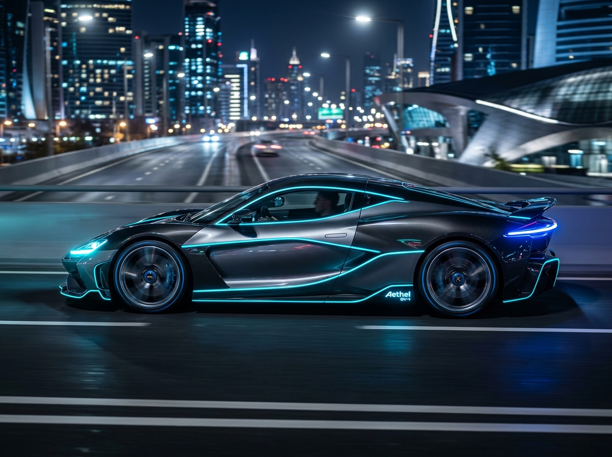 High performance electric vehicle in motion at T&T Global Automotive Services